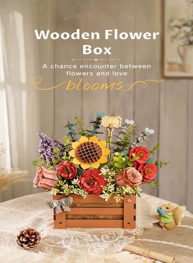 rowood 3D Puzzles for Adults,Mother's Day Wooden Flower Bouquet Building Set,DIY Artifical Flowers Botanical Collection,Adult Craft Kit as Christmas Birthday Valentine Gift-Wooden Bloom Box - Image 2