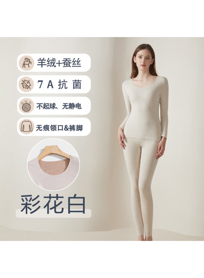 Cashmere Silk Thermal Underwear New Style Women's Antibacterial Seamless Heating Tops And Bottoms Men's Set