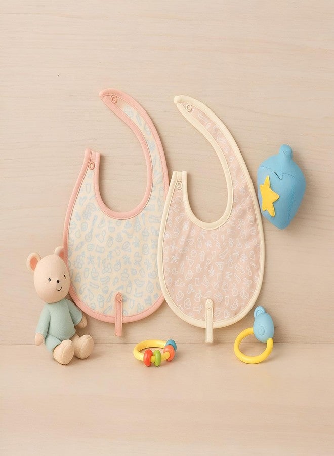 Adhigams Tiny Treats 100% Organic Cotton Baby Bibs Set of 2 | Soft Washable Feeding Bib & Apron for newborn Boys & Girls | Waterproof, Adjustable Drool Bibs & Baby Shower Gift Essentials - Image 5