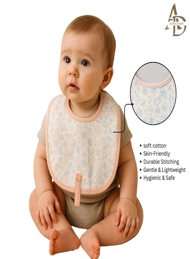 Adhigams Tiny Treats 100% Organic Cotton Baby Bibs Set of 2 | Soft Washable Feeding Bib & Apron for newborn Boys & Girls | Waterproof, Adjustable Drool Bibs & Baby Shower Gift Essentials - Image 3