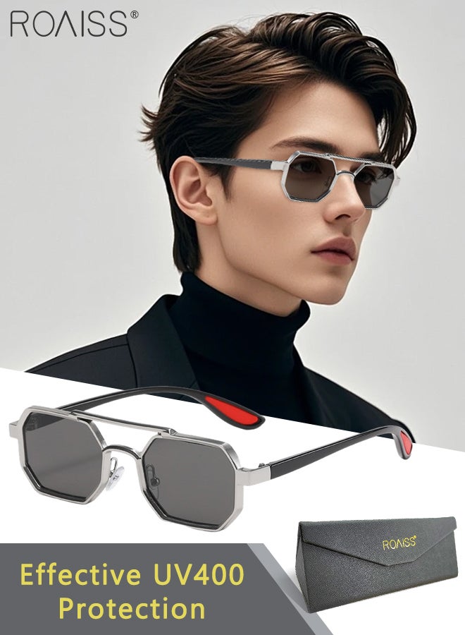 roaiss Trend Sunglasses for Men, UV400 Protection, Retro Double Bridge Sun Glasses, Anti-Glare Sun Shades Suitable for Men Cycling, Driving, Fishing, Golfing - Image 1