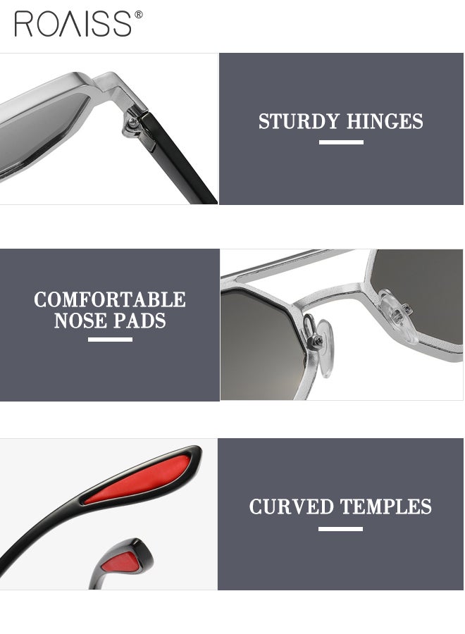 roaiss Trend Sunglasses for Men, UV400 Protection, Retro Double Bridge Sun Glasses, Anti-Glare Sun Shades Suitable for Men Cycling, Driving, Fishing, Golfing - Image 4