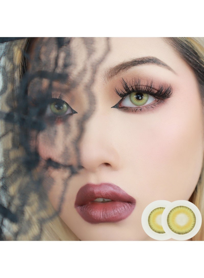 ARUWA LA GIRL Green Lenses Yearly Colored Contact Lenses, Unisex Cosmetic Contact Lenses, Natural Fashion Lenses, 40% Water Soft Contacts,Lens Diameter 14.2mm - Image 4