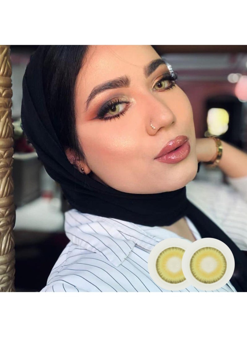 ARUWA LA GIRL Green Lenses Yearly Colored Contact Lenses, Unisex Cosmetic Contact Lenses, Natural Fashion Lenses, 40% Water Soft Contacts,Lens Diameter 14.2mm - Image 1