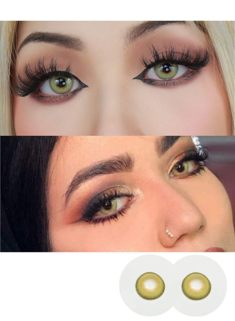 ARUWA LA GIRL Green Lenses Yearly Colored Contact Lenses, Unisex Cosmetic Contact Lenses, Natural Fashion Lenses, 40% Water Soft Contacts,Lens Diameter 14.2mm - Image 3