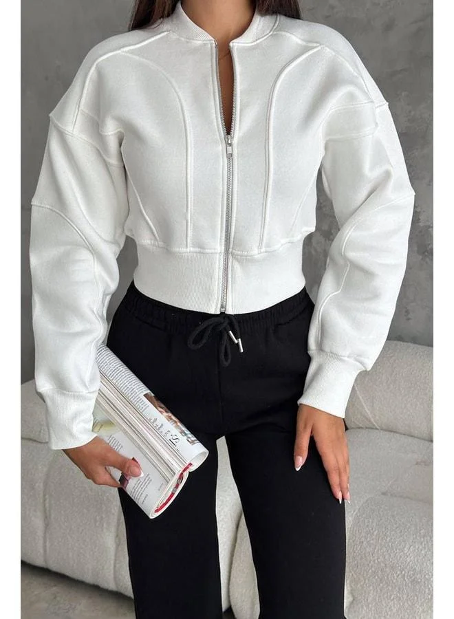 نوا نوا سترة بكم صوفي قصير للنساء بسحاب – أسلوب ري sporty وحضري