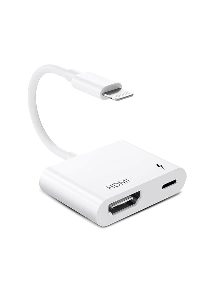 iPhone to HDMI Adapter – Full HD 1080p Digital AV, Plug and Play, No Power Required, Screen Mirroring for iPhone and iPad to TV, Projector, and Monitor