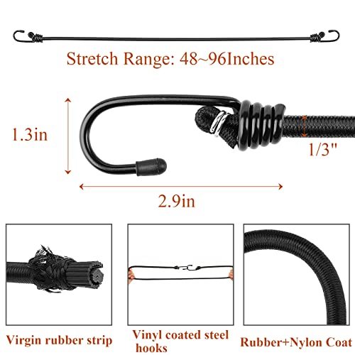 ZHOUBIN 48 inch Black Bungee Cords with Hooks, 2 Pack - Image 2