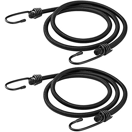 ZHOUBIN 48 inch Black Bungee Cords with Hooks, 2 Pack - Image 1
