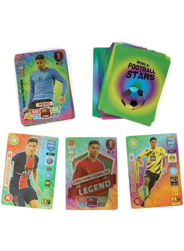 REZZOSS World Football Stars Trading Cards 4-Pack Bundle (220 Pcs) – Gold, Silver, Black & Color Box Set | Lionel Messi, Ronaldo & Mbappe Soccer Player Collectible Cards | Waterproof PVC Strategy Game Deck | Birthday Party Favors Gift for Kids - Image 4
