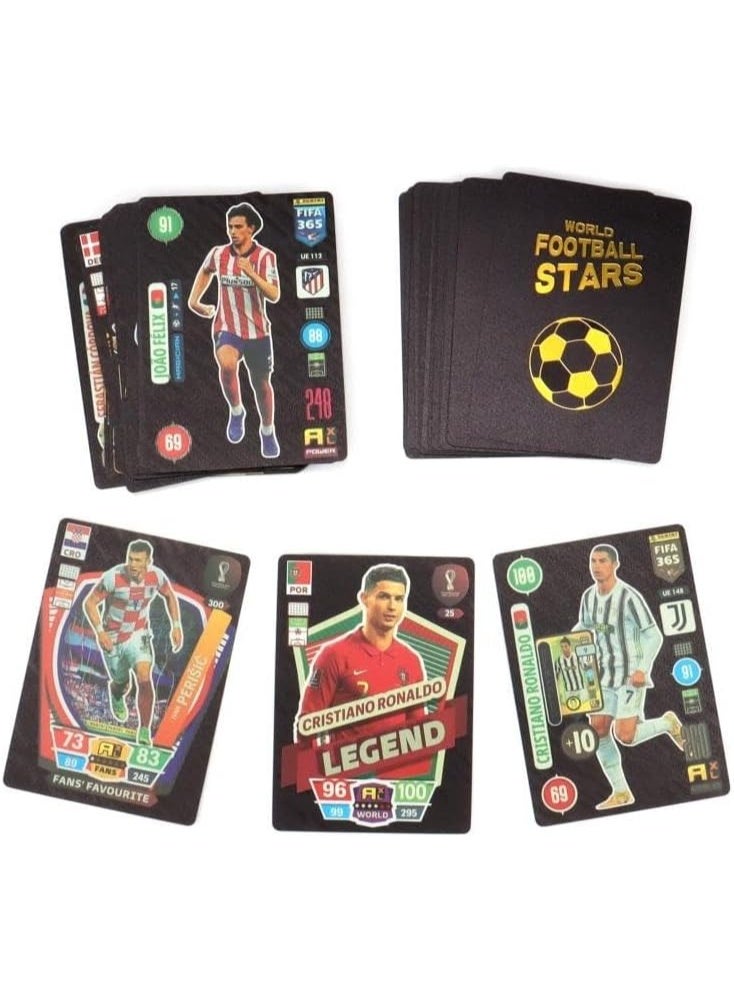 REZZOSS World Football Stars Trading Cards 4-Pack Bundle (220 Pcs) – Gold, Silver, Black & Color Box Set | Lionel Messi, Ronaldo & Mbappe Soccer Player Collectible Cards | Waterproof PVC Strategy Game Deck | Birthday Party Favors Gift for Kids - Image 5