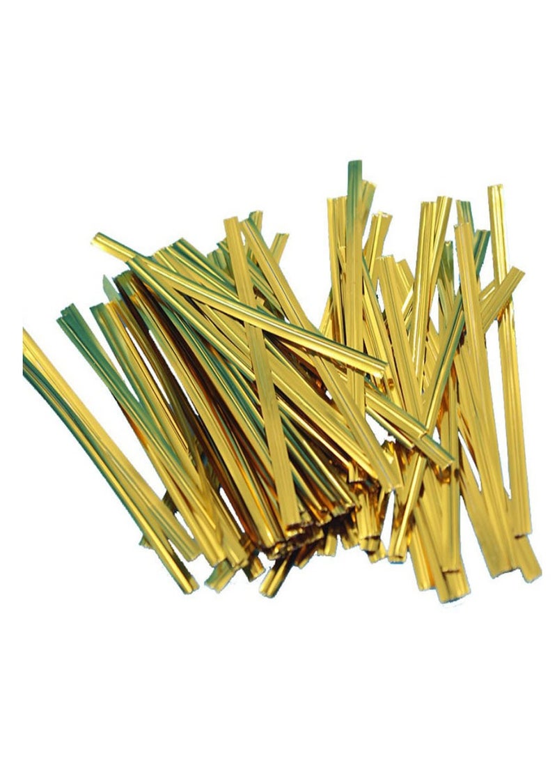 Metallic Twist Ties, 3 packs (2400 Pcs) Gold Foil Bread Bag Seals Twist Ties, 10cm Reusable Plastic Twist Ties for Bread, Candy, Coffee Bags, Airtight Snack Closure. Perfect for Gift Bags, Party Favors, Wrapping Bags, Cellophane Treat Bags, Bread & Candy Bags Sealing - Image 4