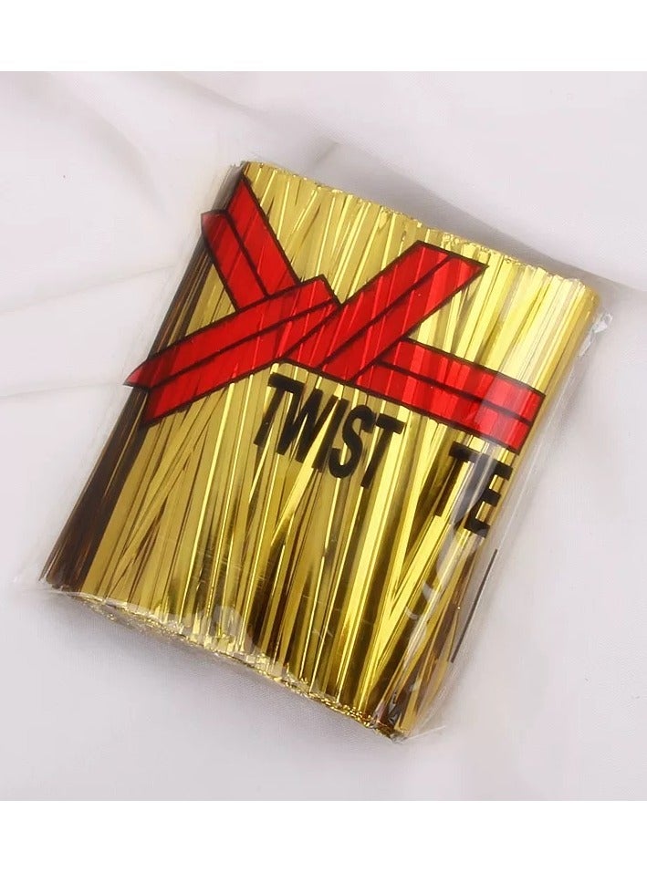 Metallic Twist Ties, 3 packs (2400 Pcs) Gold Foil Bread Bag Seals Twist Ties, 10cm Reusable Plastic Twist Ties for Bread, Candy, Coffee Bags, Airtight Snack Closure. Perfect for Gift Bags, Party Favors, Wrapping Bags, Cellophane Treat Bags, Bread & Candy Bags Sealing - Image 3