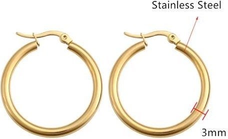 HD Marketim Earrings Women's Circle Hoop Earrings 3 mm 316 L Stainless Tarnish Steel  - Image 2