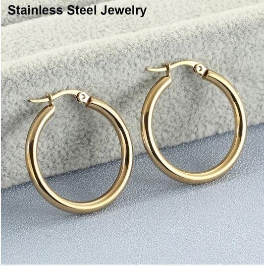 HD Marketim Earrings Women's Circle Hoop Earrings 3 mm 316 L Stainless Tarnish Steel  - Image 4