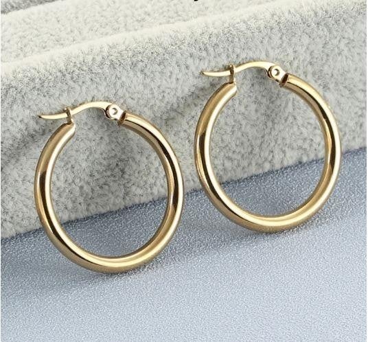 HD Marketim Earrings Women's Circle Hoop Earrings 3 mm 316 L Stainless Tarnish Steel  - Image 5