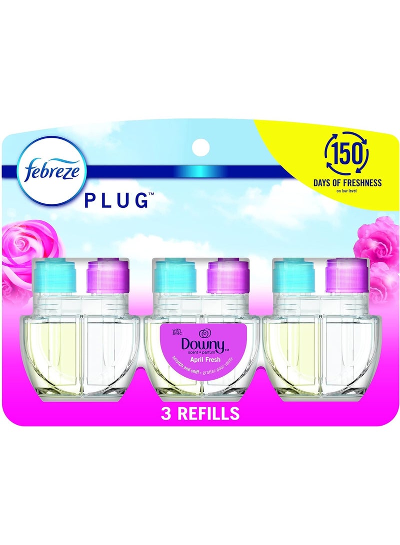 febreze Febreze Plug In Air Freshener, Odor-Fighting Scented Oil Refill, Air Fresheners for Home and Bathroom and Kitchen, Long Lasting for Strong Odors, Downy April Fresh Scent, 0.87oz Refills, 3 Count - Image 2