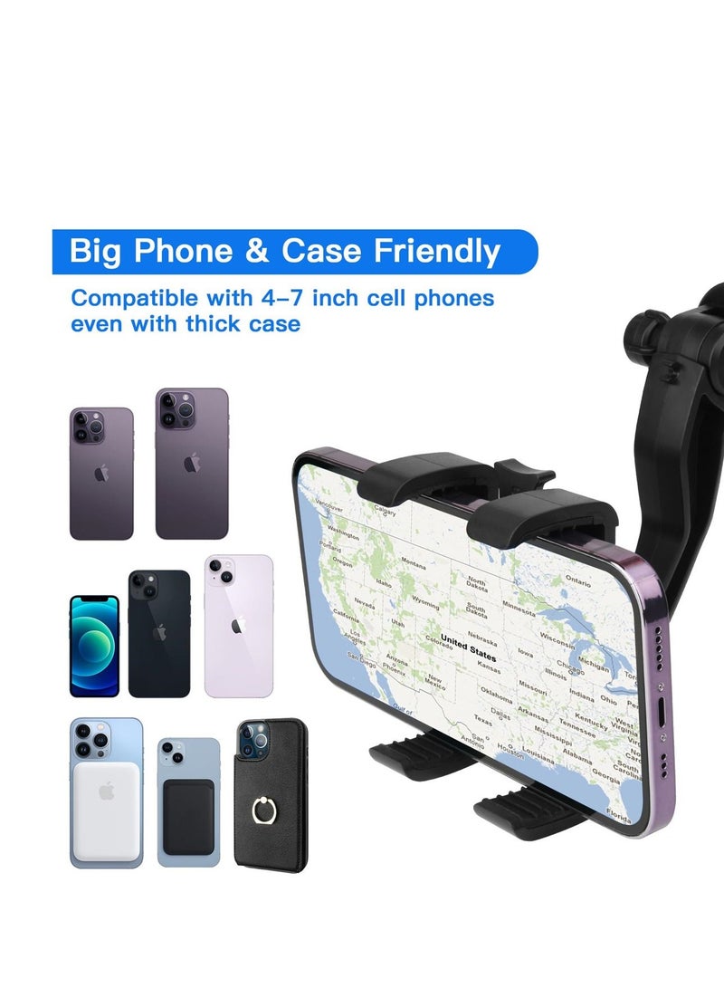 Y&D 360° Rotating Rearview Mirror Phone Holder for Car, Multifunctional Car Back Seat Headrest Universal Mount Stand, Compatible with All Smartphones - Image 3