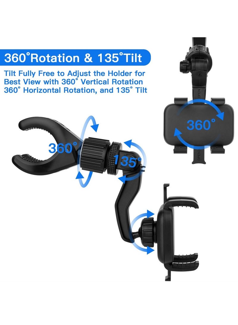 Y&D 360° Rotating Rearview Mirror Phone Holder for Car, Multifunctional Car Back Seat Headrest Universal Mount Stand, Compatible with All Smartphones - Image 4