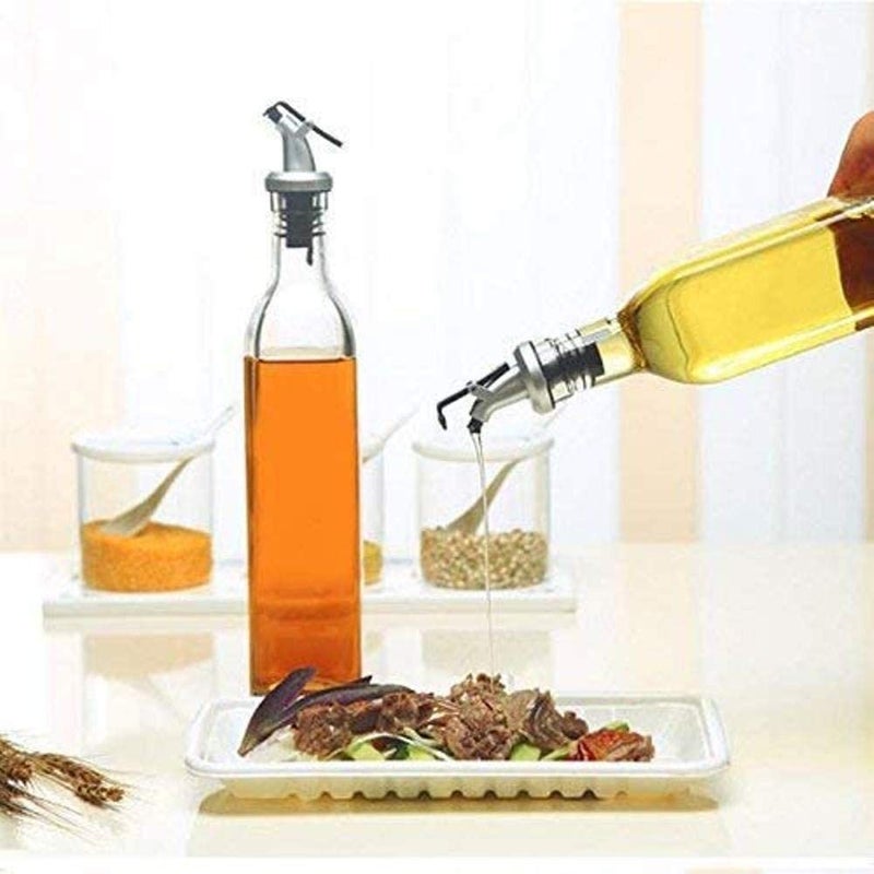 Glitzn 500 ml Glass Oil Dispenser Bottle with Silicon Funnel Oil Vinegar Bottle Stainless Steel LeakProof Cork 2 Pieces Oil Bottle 1 Piece Silicone Funnel - Image 3