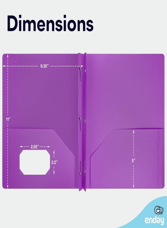 Enday Plastic Folders with Pockets and Prongs, Two Pocket Folder with Brads, 3 Prong Folders with Pockets for Letter Size Sheets, Asstd Colors in Purple, Blue, Green, Yellow, Orange & Black, 6 Pc - - Image 5
