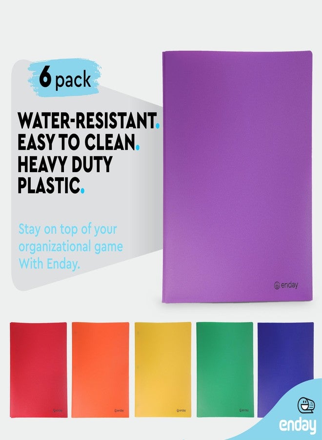 Enday Plastic Folders with Pockets and Prongs, Two Pocket Folder with Brads, 3 Prong Folders with Pockets for Letter Size Sheets, Asstd Colors in Purple, Blue, Green, Yellow, Orange & Black, 6 Pc - - Image 4