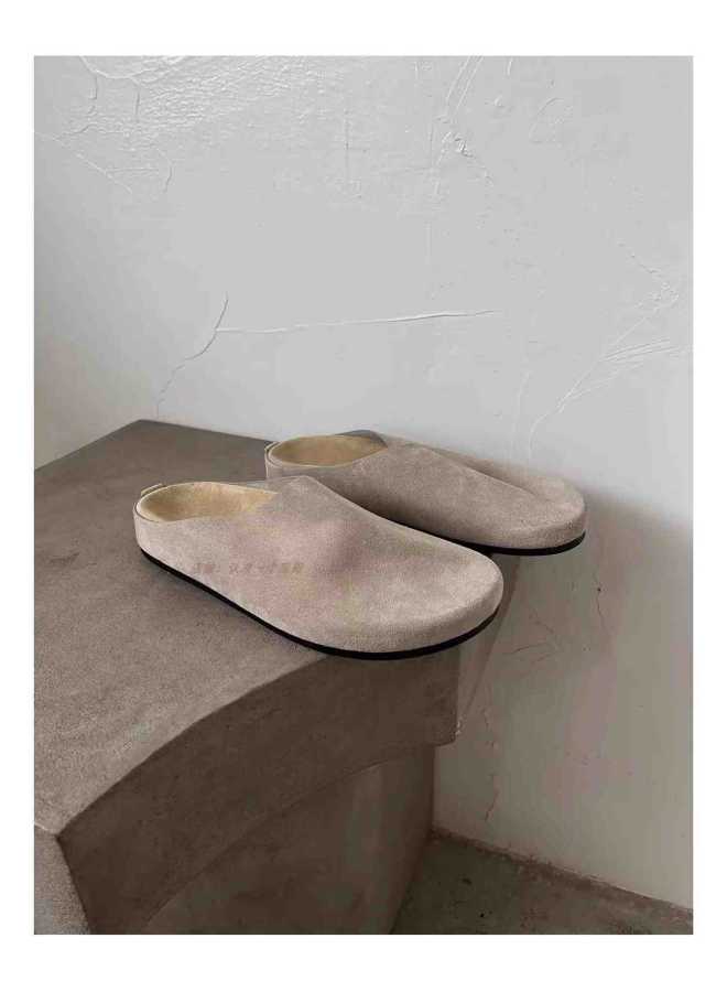 New Model Uni Retro Genuine Leather Mule Shoes, Birkenstock-style Flat Closed-toe Slippers, Non-slip