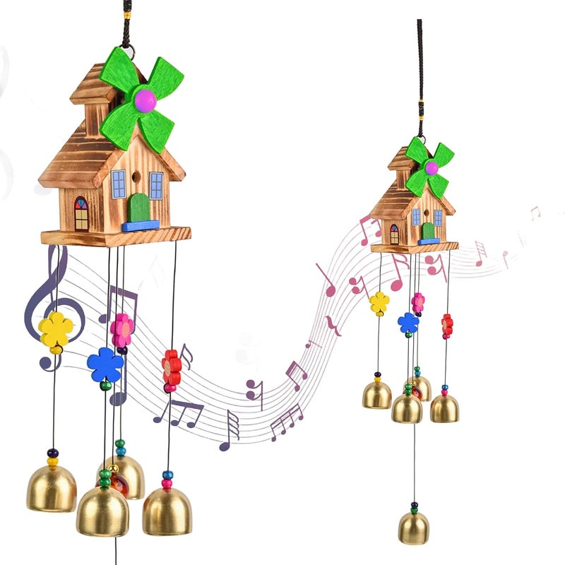 ZAICUS أجراس الرياح للطاقة الإيجابية – عناصر زخرفية معلقة من فنغ شوي للمنزل والشرفة - أجراس الرياح من فنغ شوي للمنزل والشرفة (جرس الرياح المنزلي - 5 أجراس) - Image 1