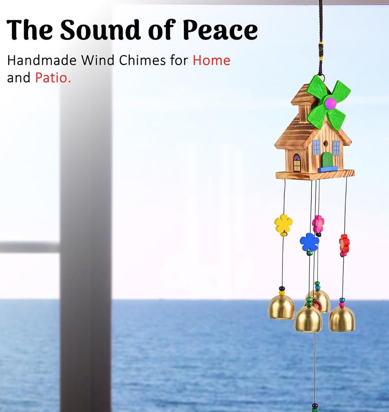 ZAICUS أجراس الرياح للطاقة الإيجابية – عناصر زخرفية معلقة من فنغ شوي للمنزل والشرفة - أجراس الرياح من فنغ شوي للمنزل والشرفة (جرس الرياح المنزلي - 5 أجراس) - Image 4