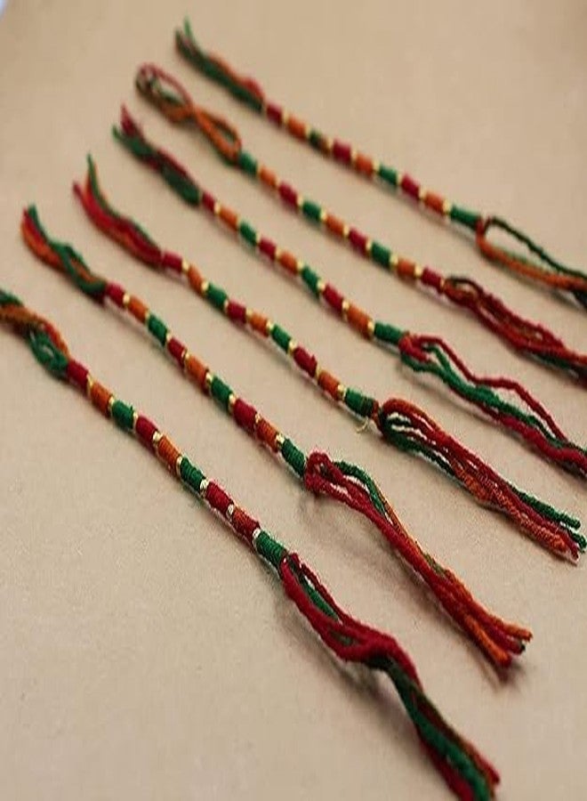 VIYANSHI Handmade Eco-Friendly Gunthan Moli Combo Pack Rakhi Set | Simple Thread Design for Brother, Sister, Bhai & Bhabhi | Traditional Sacred Moli with Roli & Chawal (Mauli mix 6) - Image 2