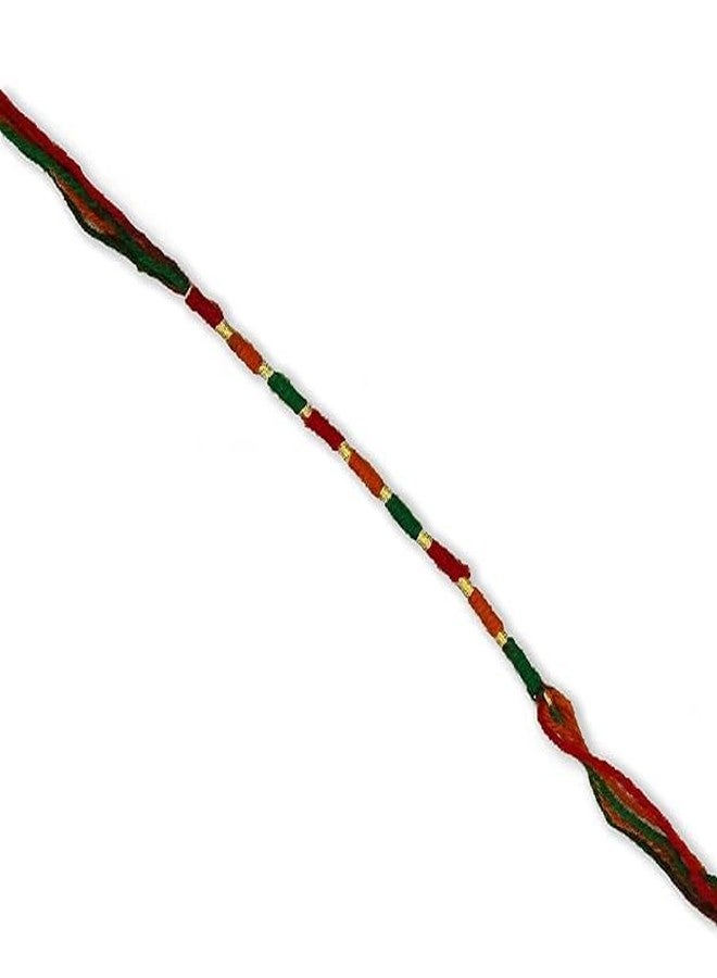 VIYANSHI Handmade Eco-Friendly Gunthan Moli Combo Pack Rakhi Set | Simple Thread Design for Brother, Sister, Bhai & Bhabhi | Traditional Sacred Moli with Roli & Chawal (Mauli mix 6) - Image 3