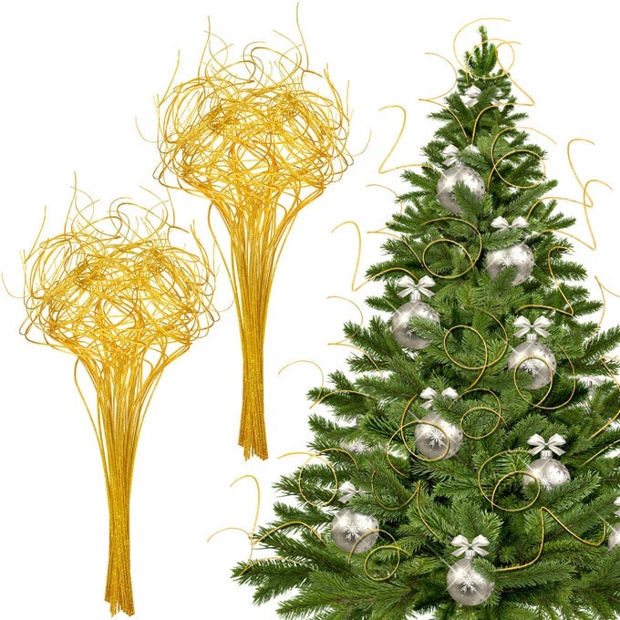 60 STEM GOLD CHRISTMAS CURLY TING TING BRANCHES XMAS GLITTER CURLY WILLOW BRANCHES VASE FILLER STEMS TREE PICKS AND SPRAYS FOR CHRISTMAS DECOR WEDDING HOLIDAY AND HOME