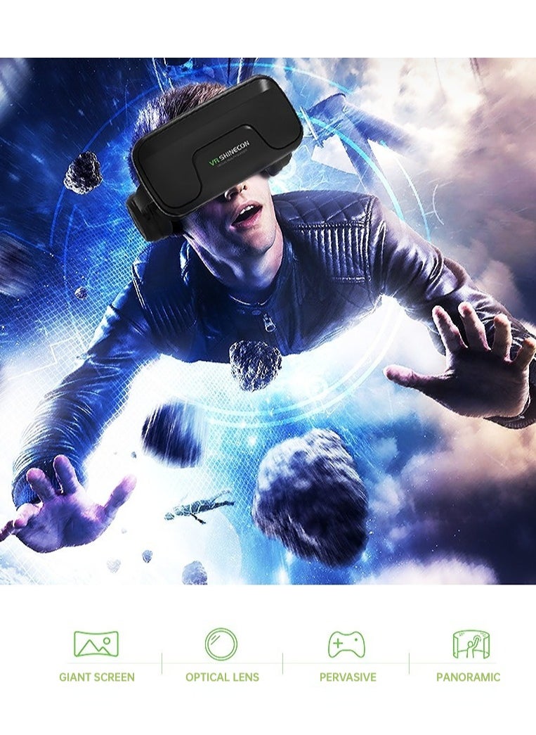 VR SHINECON - VR 3D Virtual Reality Headset(Support 5.5-7.2 inch mobile phones) with Controller for Movies and Games - Image 1