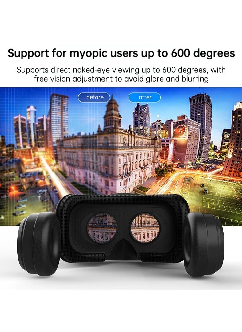 VR SHINECON - VR 3D Virtual Reality Headset(Support 5.5-7.2 inch mobile phones) with Controller for Movies and Games - Image 1