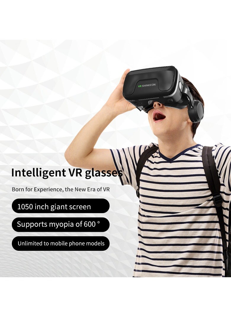 VR SHINECON - VR 3D Virtual Reality Headset(Support 5.5-7.2 inch mobile phones) with Controller for Movies and Games - Image 1