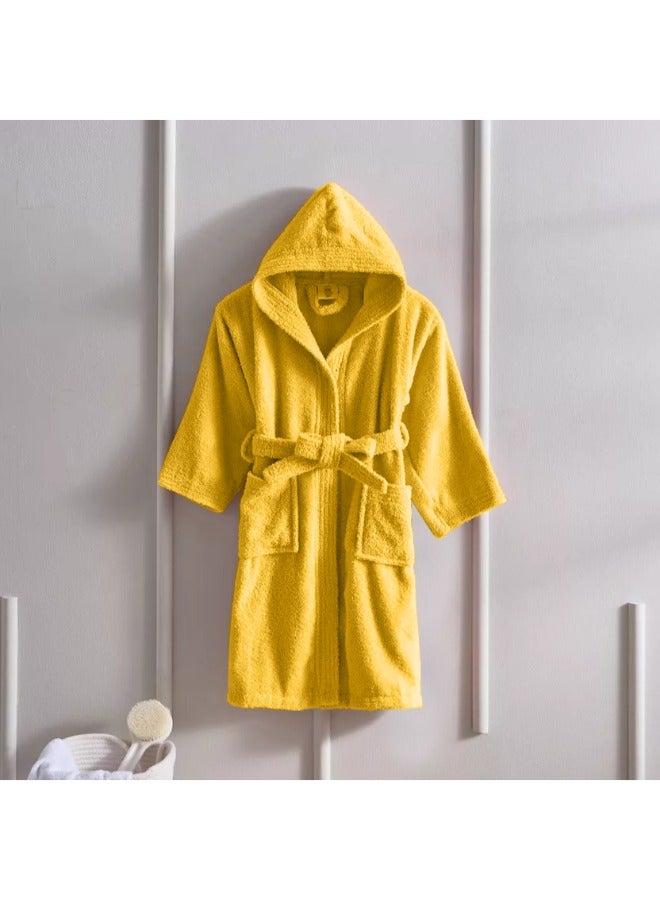BYFT Daffodil (Yellow) Premium 12 Year Kids Hooded Bathrobe (125x133 Cm) Terry Cotton, Highly Absorbent and Quick dry, Hotel and Spa Quality Bathrobe for Boy and Girl-400 Gsm - Image 1