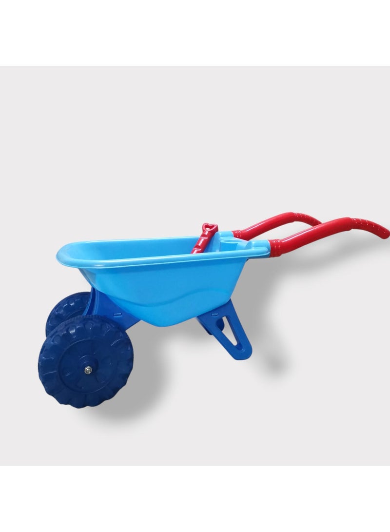HASSM Kids' Sand Toy Wheelbarrow with Single Wheel with Sand Shovel for Beach and Gardening Play, Lightweight and Perfect for Boys and Girls Aged 2 and Up with Two Colors Red and Blue - Image 2
