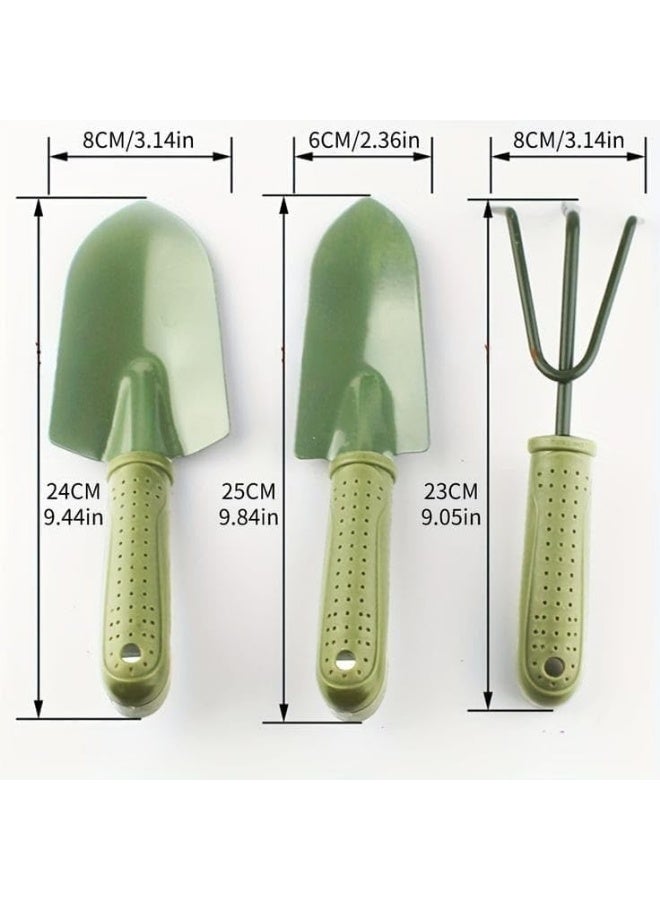 Garden Tool Set, 3 Piece Ergonomic Hand Tools with Comfort Grip Handles, Trowels and Cultivator Fork, Green - Image 1