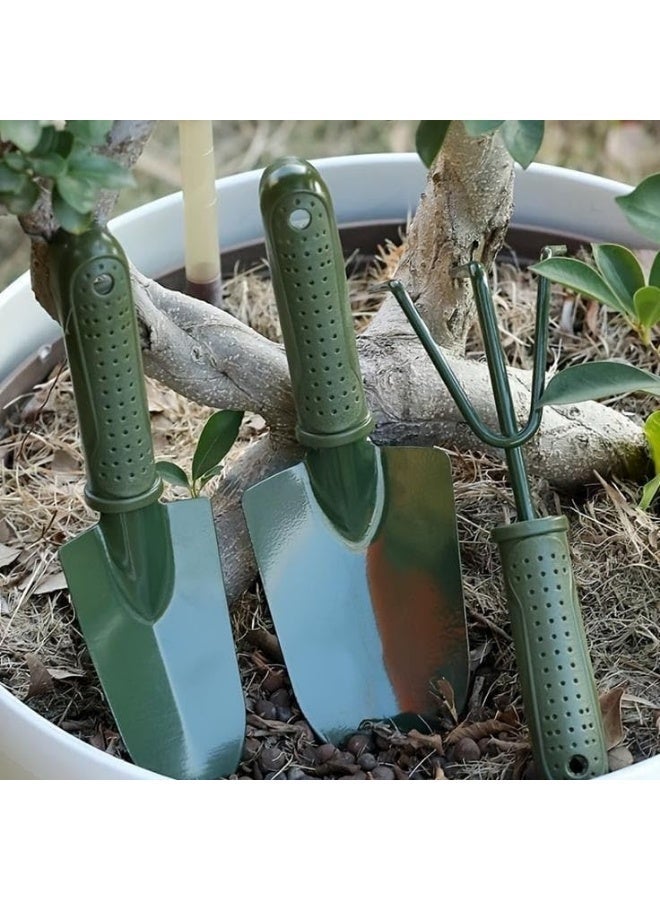 Garden Tool Set, 3 Piece Ergonomic Hand Tools with Comfort Grip Handles, Trowels and Cultivator Fork, Green - Image 4