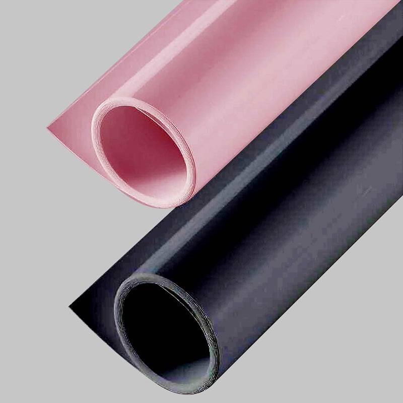 Background Sheet for Photography PVC PP Plastic Washable, Seamless Large Size 100x300 cm (Black and Pink)