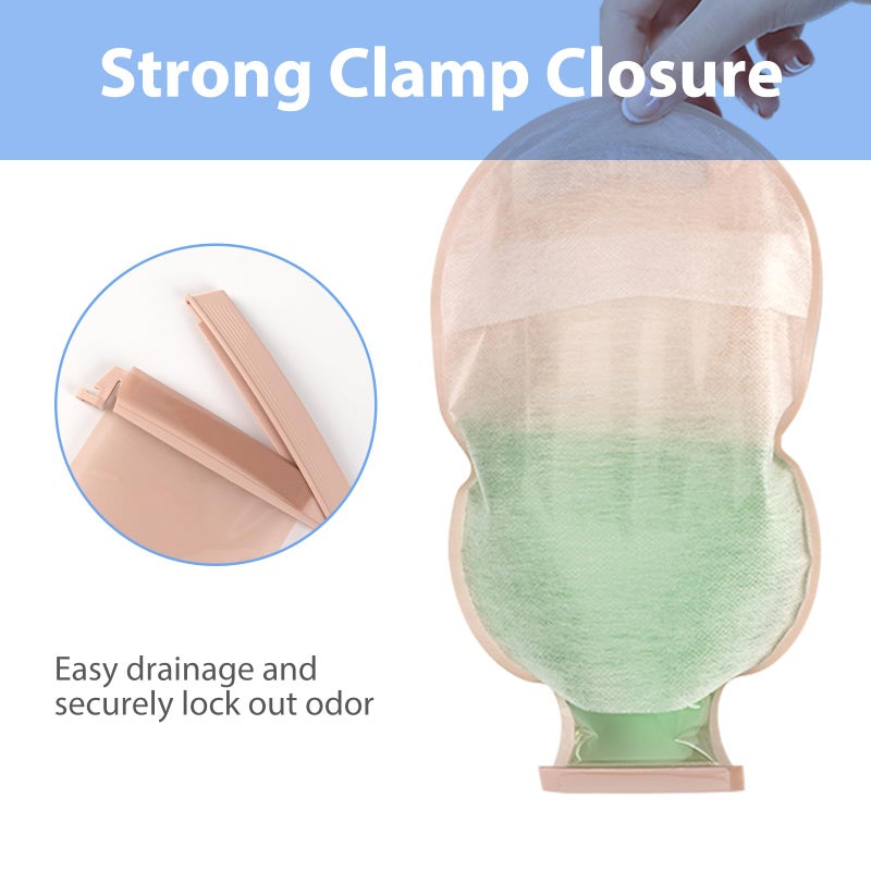 Heagimed 20 Pack Colostomy Bags, One Piece Ostomy Bag Ostomy Supplies, 15mm-60mm Cut-to-Fit Drainable Pouches with Clamp Closure for Ileostomy Stoma Care (Include 8 x Clamps) - Image 5