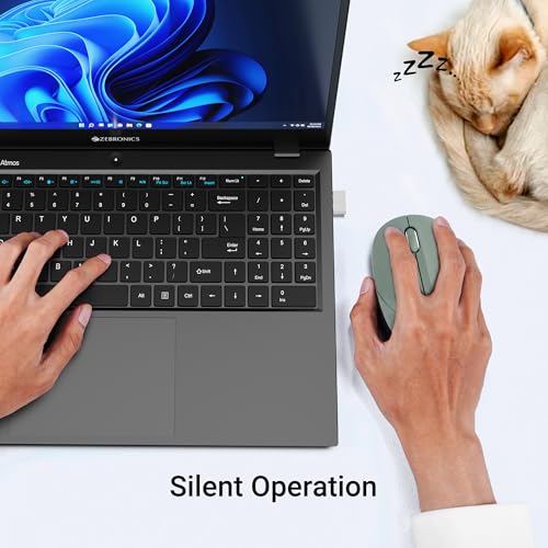 ZEBRONICS Panther 2.4GHz Wireless Mouse, 1600 DPI, Silent Operation, High Precision, 3 Buttons, Power Saving Mode, Comfortable & Ergonomic Design, for Mac | Laptop | Computer (Green) - Image 3
