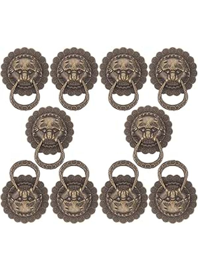 Lion Head Drawer Pulls Bronze Tin Alloy Cabinet Knobs Vintage Style 29x37mm - Image 1