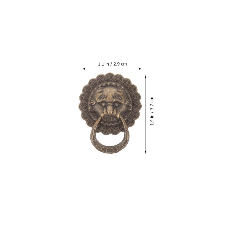 Lion Head Drawer Pulls Bronze Tin Alloy Cabinet Knobs Vintage Style 29x37mm - Image 3