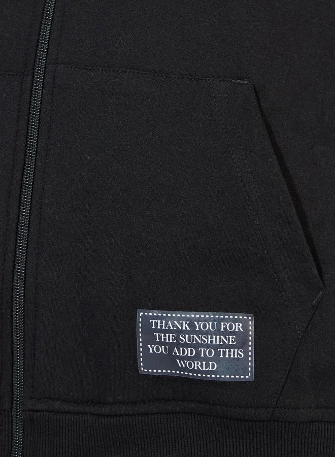 Styli  Oversized Zip Through Hoodie with Badge Detail for Women | Best Price UAE