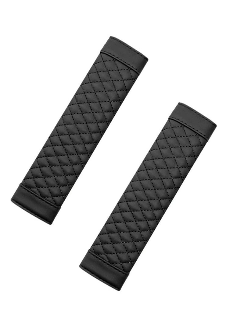 1Pairs (2PCS) Leather Car Seat Belt Shoulder Pad Cover Travel Seat Belt Cushion Seatbelt Strap, Beige - Image 1