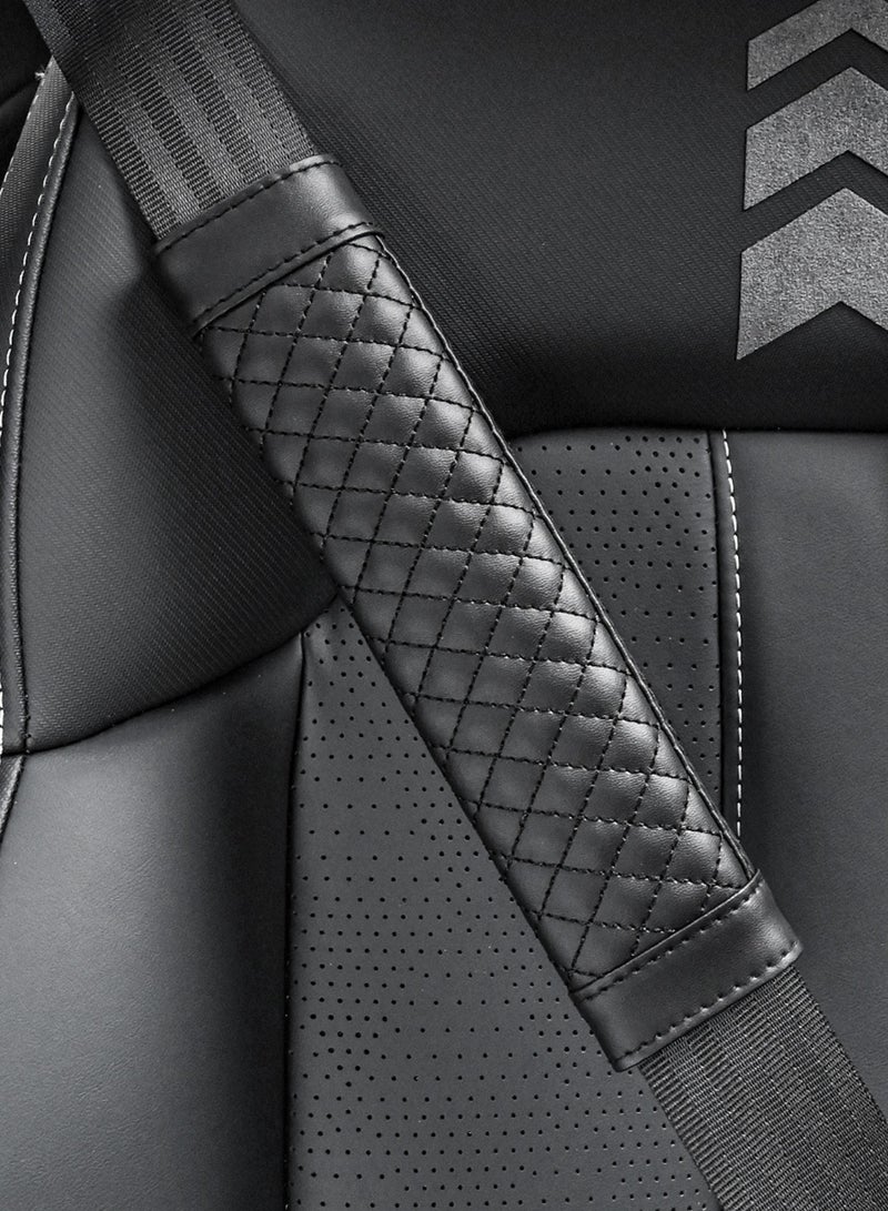 1Pairs (2PCS) Leather Car Seat Belt Shoulder Pad Cover Travel Seat Belt Cushion Seatbelt Strap, Beige - Image 5