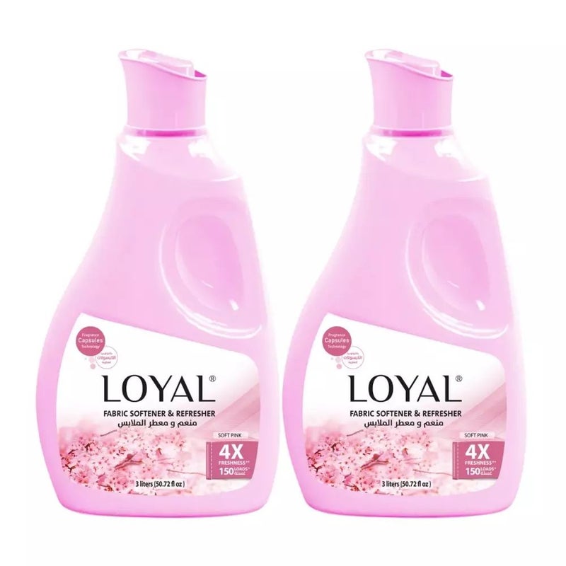 Loyal Fabric Softener and Freshener Soft Pink 4X Concentrated Liquid- 2X3Ltr
