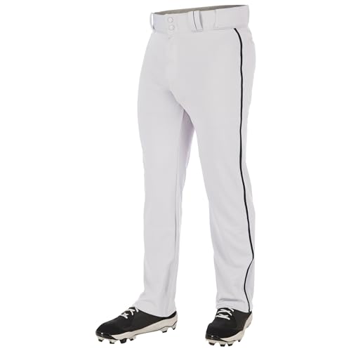 Champro Triple Crown 20 Open Bottom Baseball Pants with Braid Youth Medium White Black - Image 1