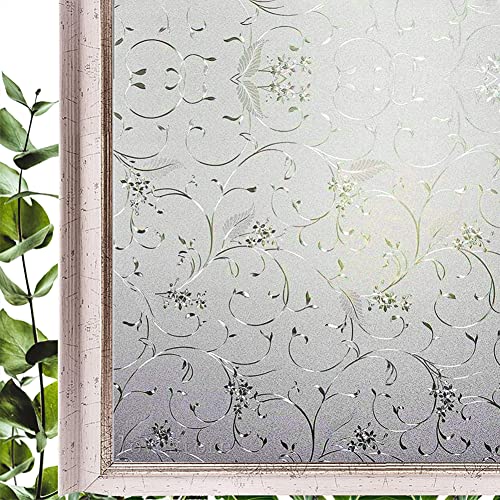 Hoonng Window Privacy Film for Glass, Coral Vine Removable Static Film, 17.5x78.7 Inch - Image 1
